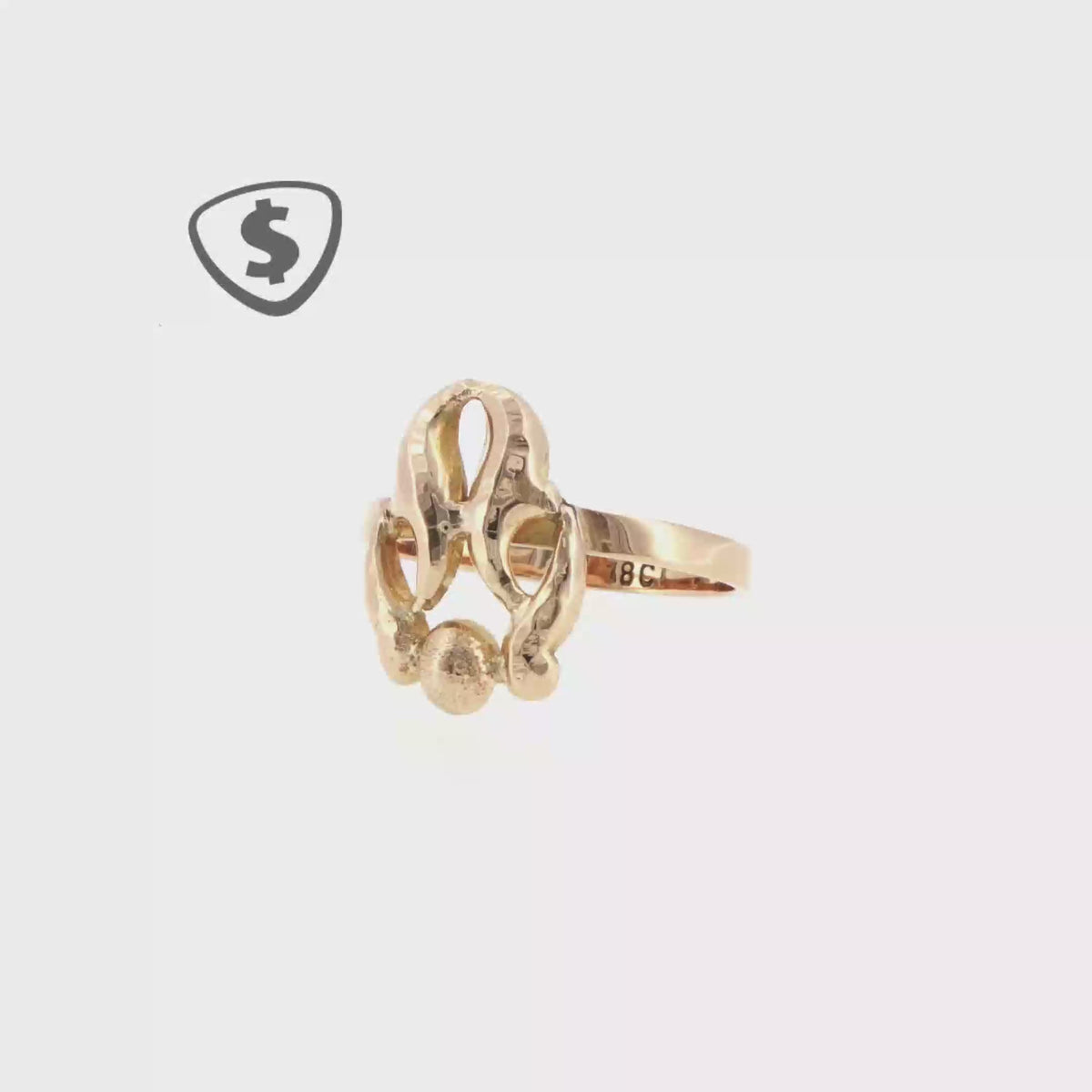 18ct Yellow Gold Openwork Abstract Signet Ring