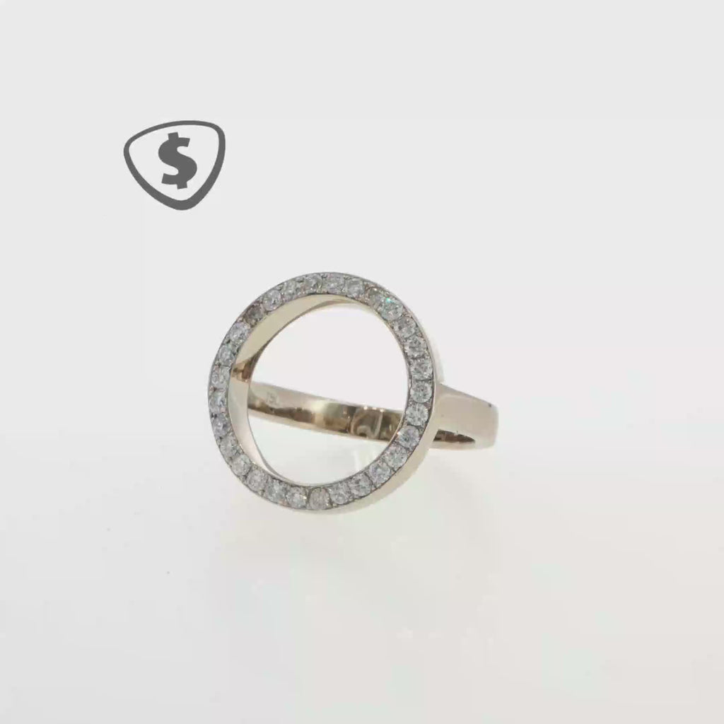 18ct White Gold CZ Open Circle Cocktail Ring