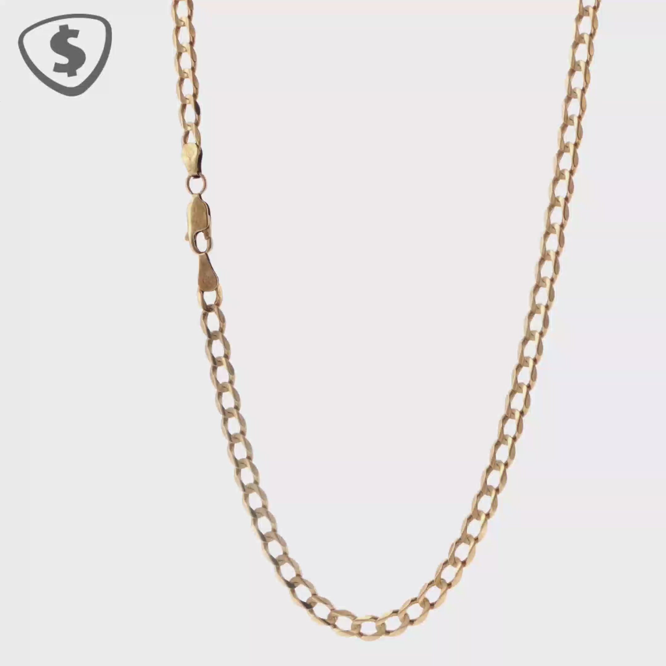 9ct Yellow Gold Flat Link Chain Necklace