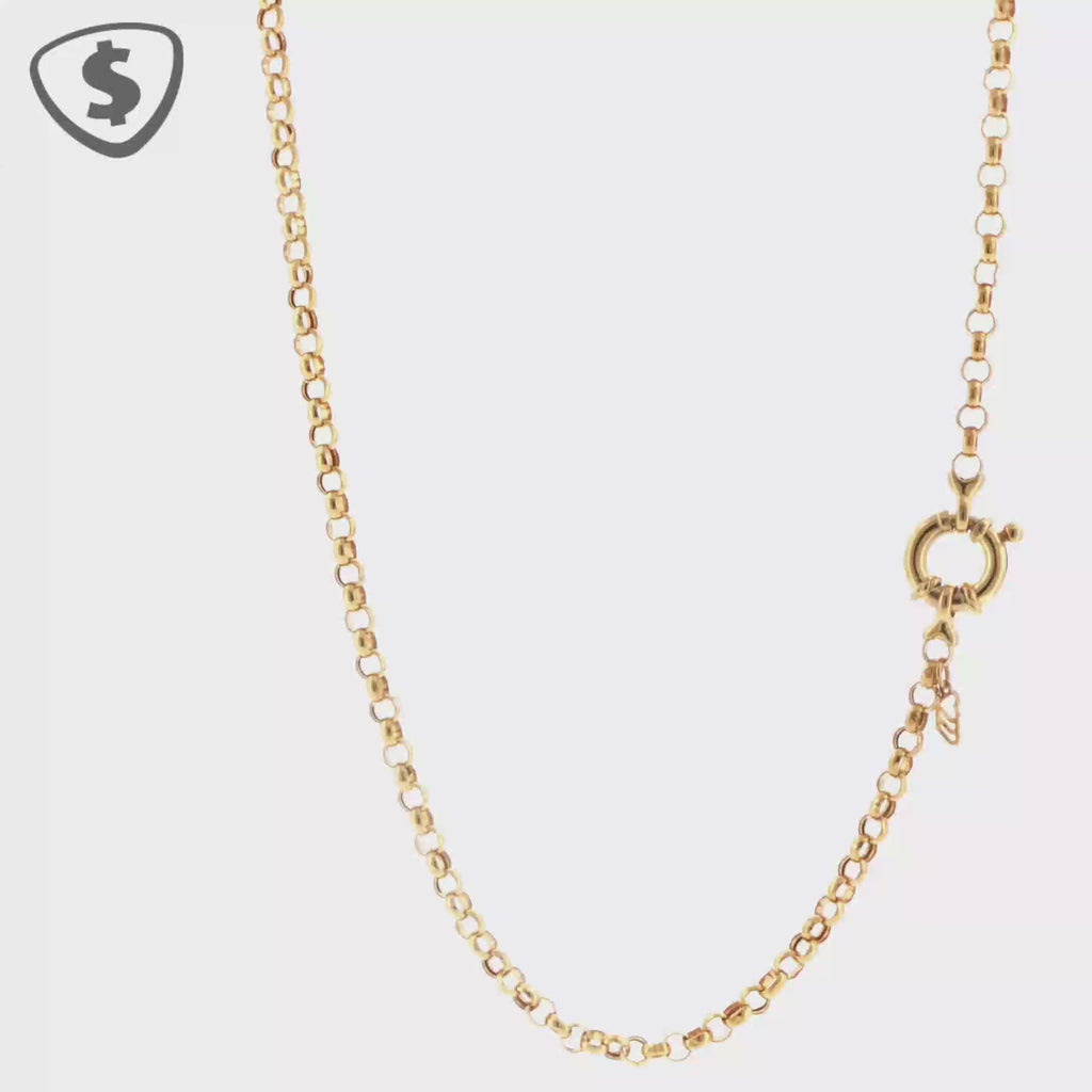 9ct Yellow Gold Rolo Chain Necklace with Oversized Spring Ring Clasp