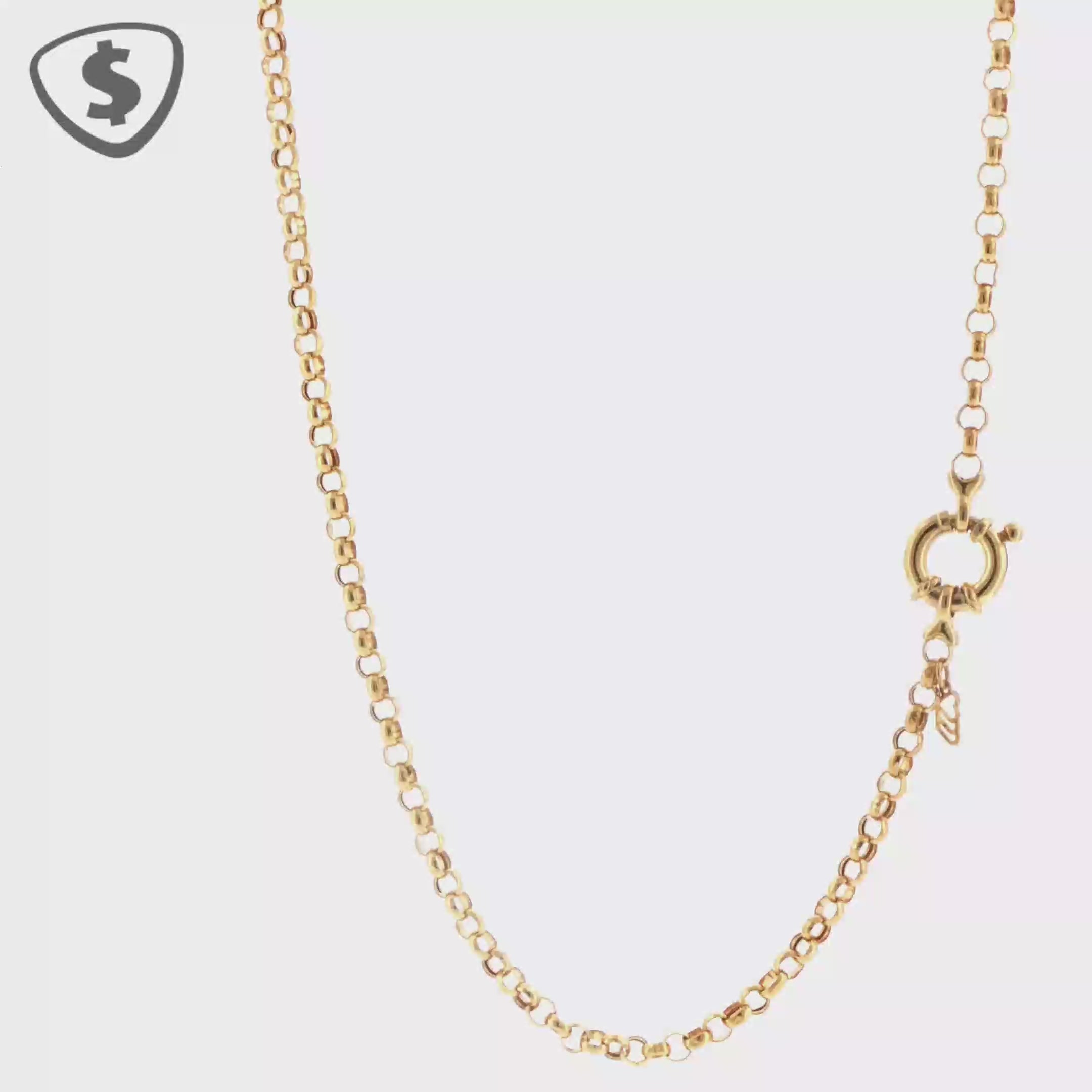 9ct Yellow Gold Rolo Chain Necklace with Oversized Spring Ring Clasp