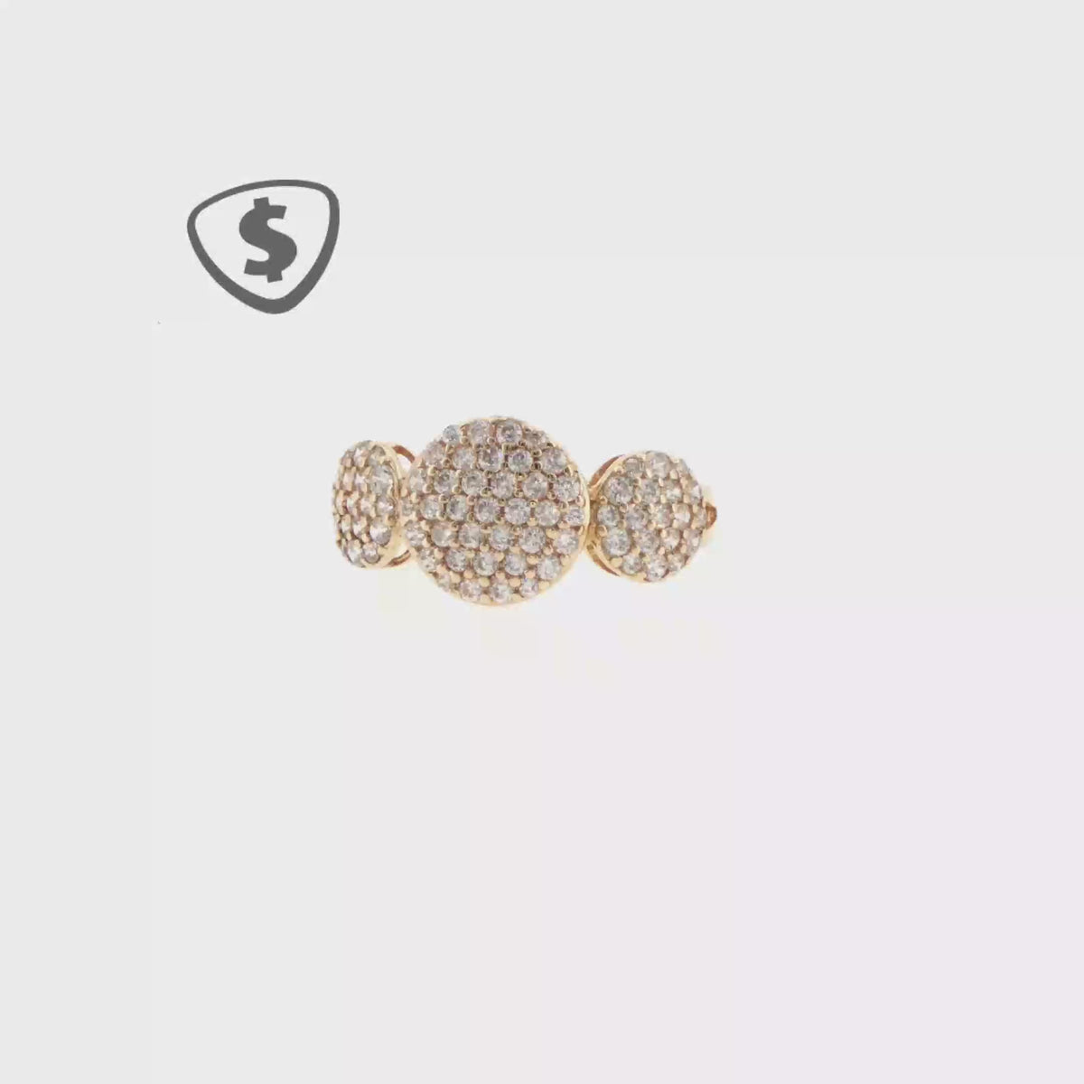 18ct Yellow Gold Three-Circle Cluster Cocktail Ring