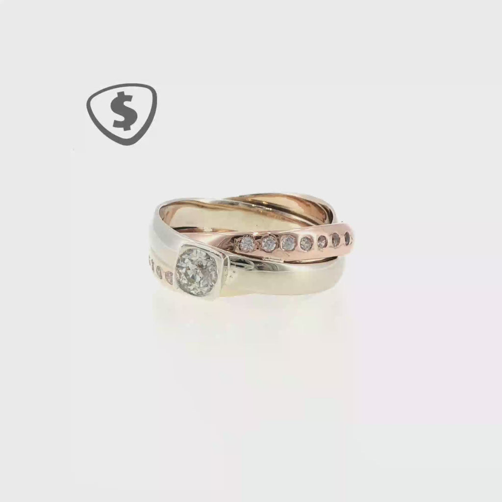 9ct Tri Colour Gold Multi Band Diamond Ring