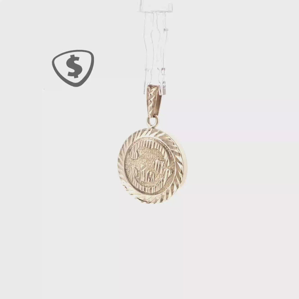 9ct Yellow Gold Textured Medallion Pendant