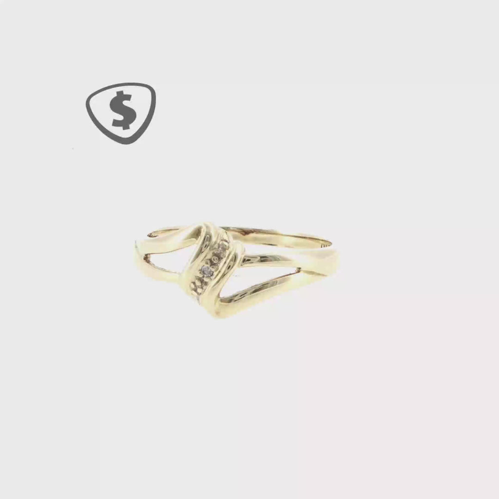 9ct Yellow Gold Diamond Crossover Ring