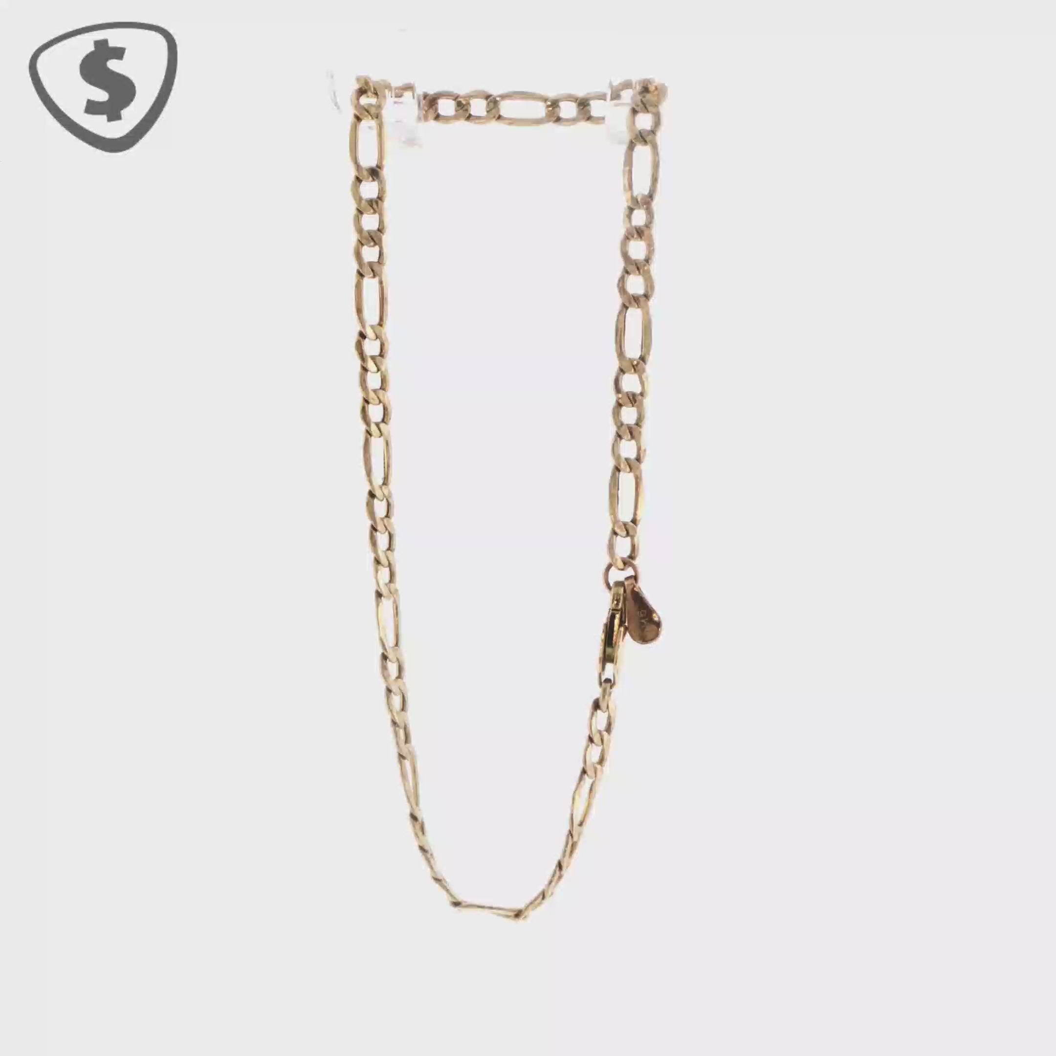 Classic 9ct Yellow Gold Figaro Link Bracelet