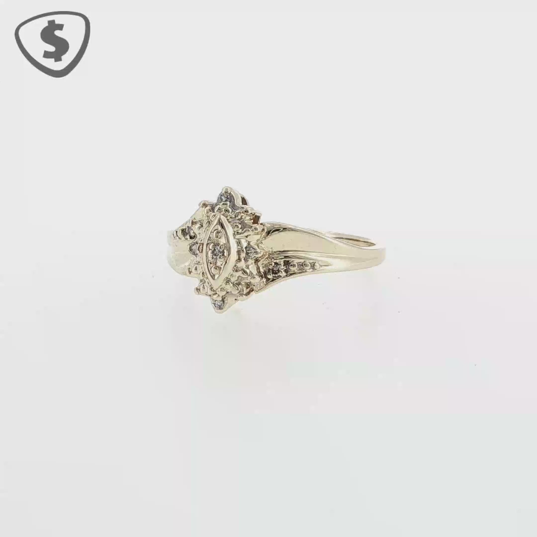 9ct Yellow Gold Diamond Cocktail Ring with Marquise Motif