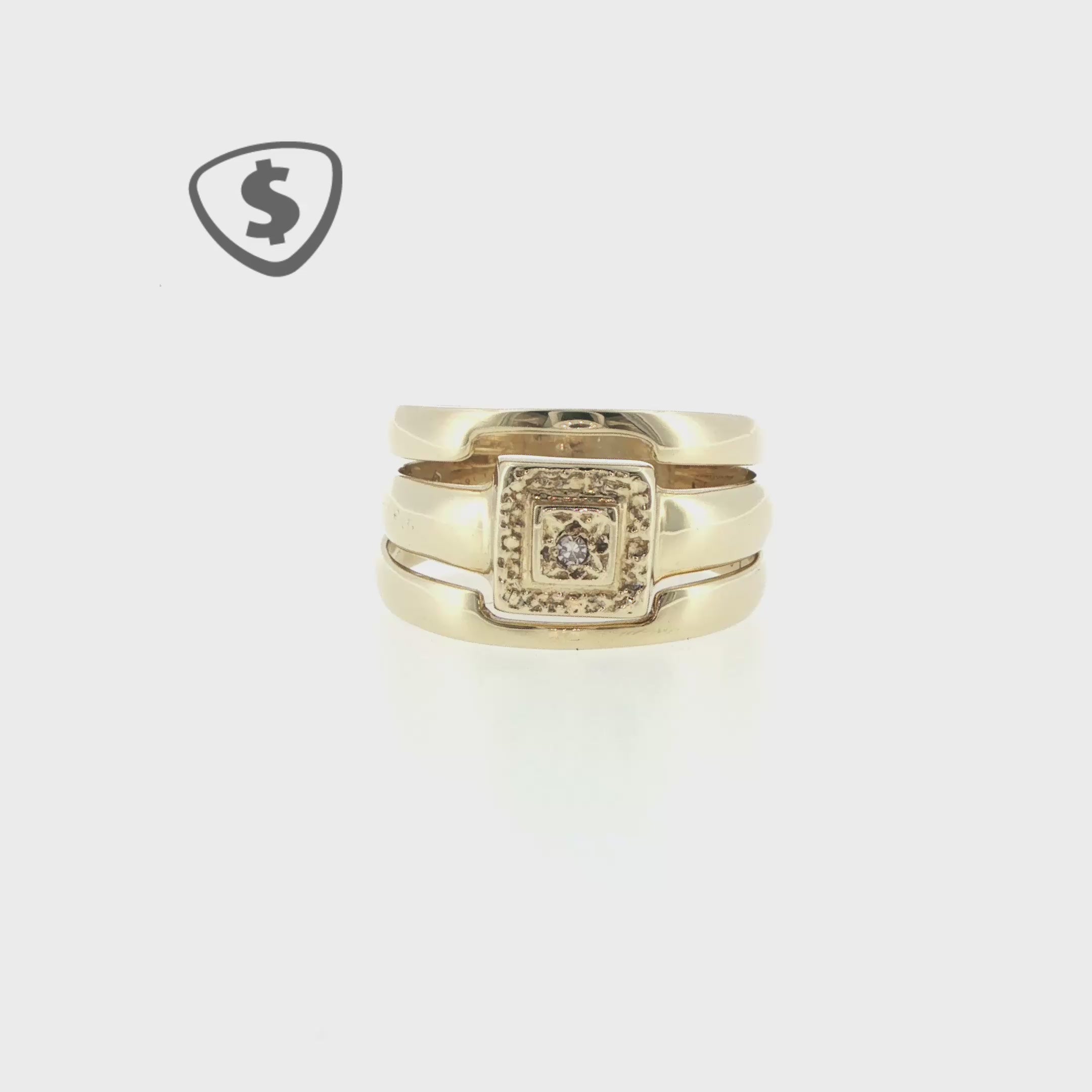 9ct Yellow Gold and Diamond Trip Set Wedding Ring