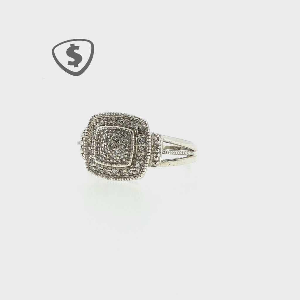 9ct White Gold Halo Ring