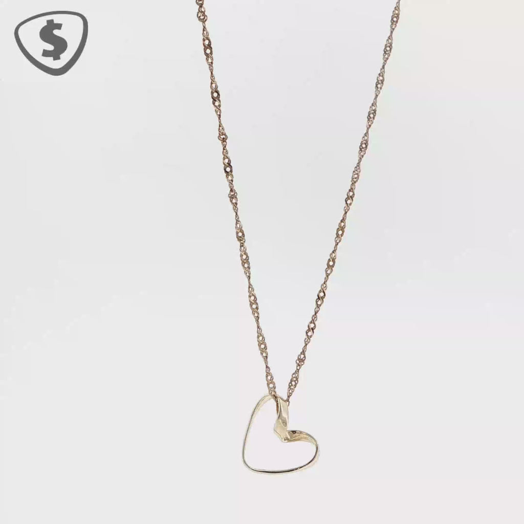9ct Yellow Gold Open Heart Charm Necklace