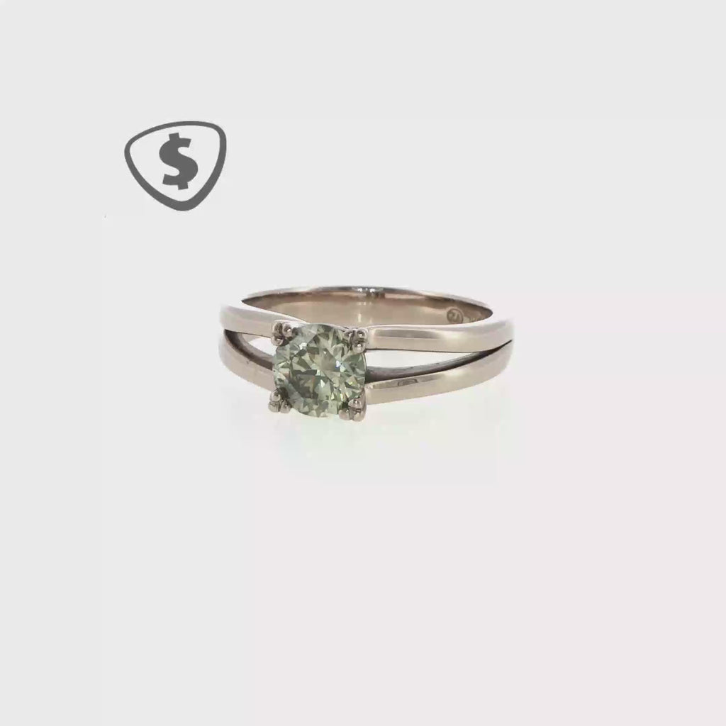18ct White Gold Fancy Moissanite Solitaire Ring