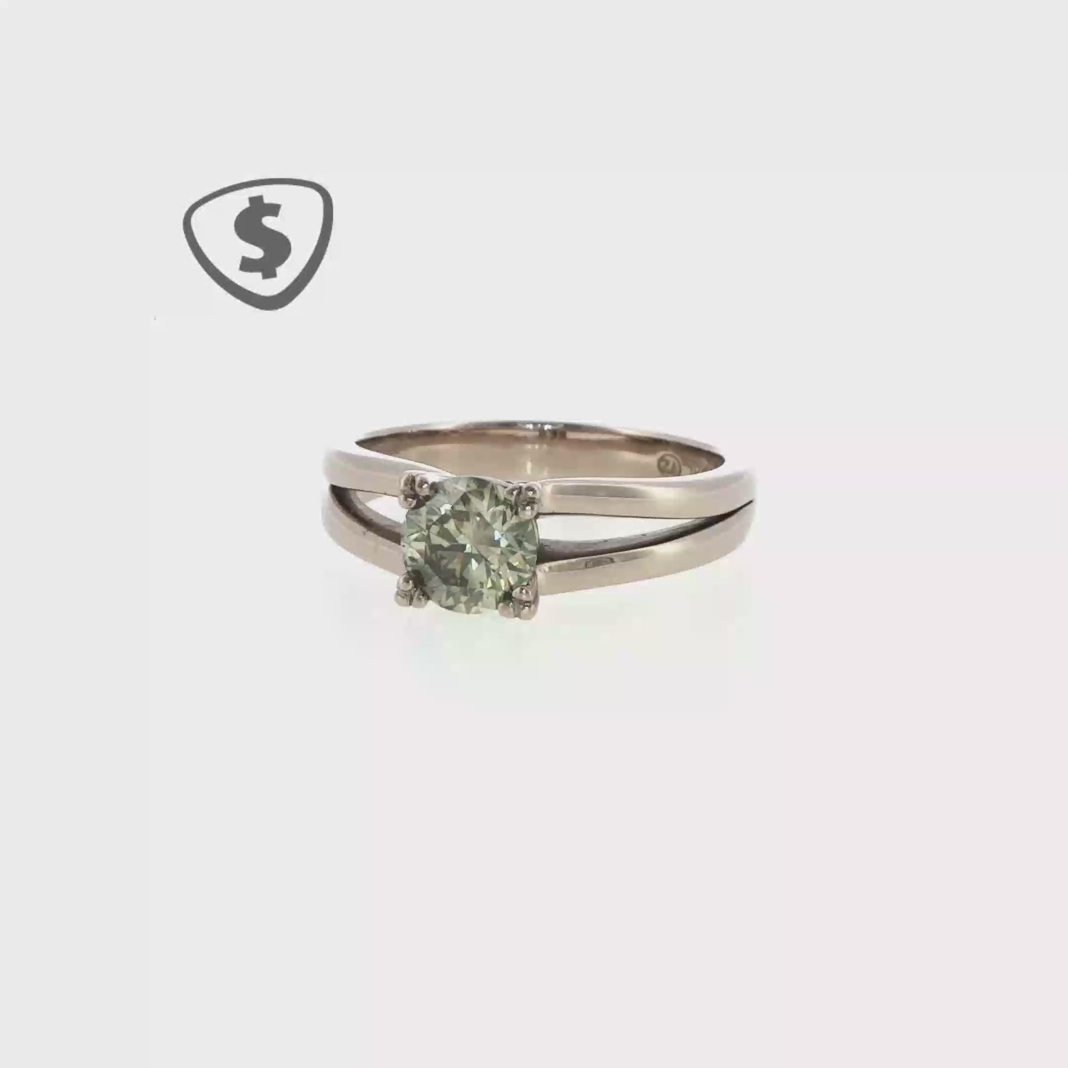 18ct White Gold Fancy Moissanite Solitaire Ring