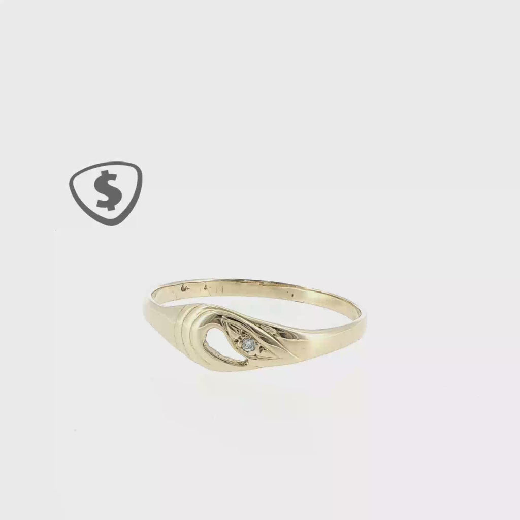 Sculpted 9ct Yellow Gold Ring with Diamond Accent
