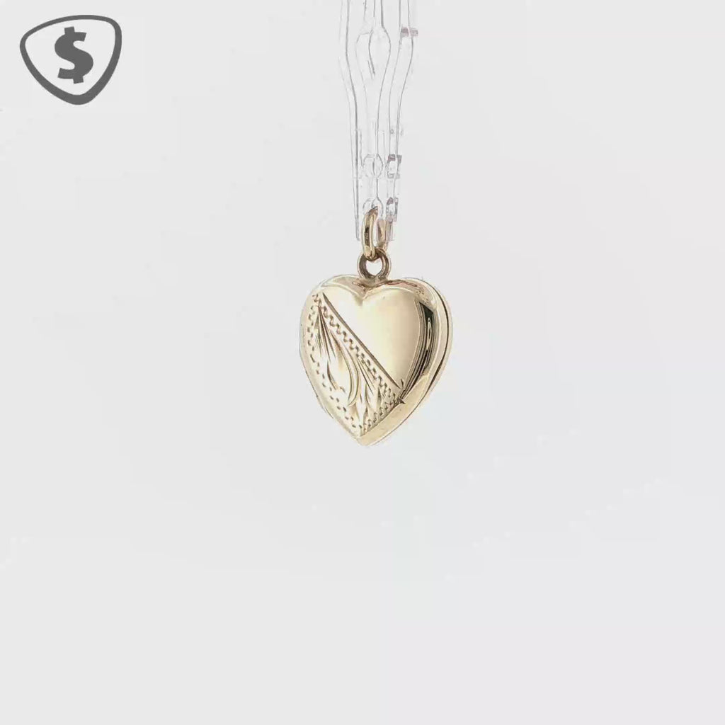 9ct Yellow Gold Engraved Heart Locket