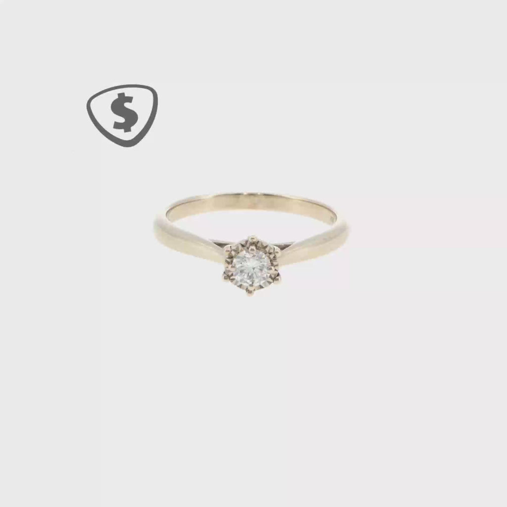 Round Diamond Solitaire Ring in 18ct White Gold