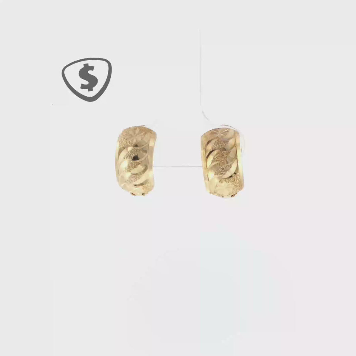 Textured Diamond-Cut 18ct Yellow Gold Hoop Earrings