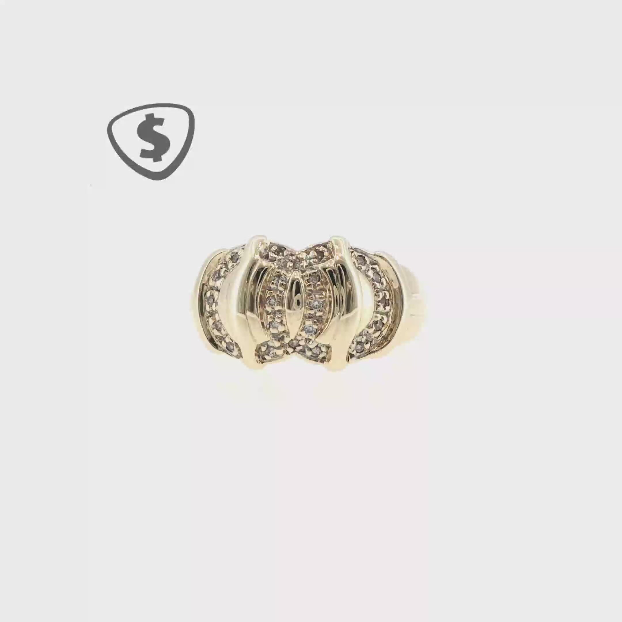 9ct Yellow Gold Sculptural Diamond Cocktail Ring