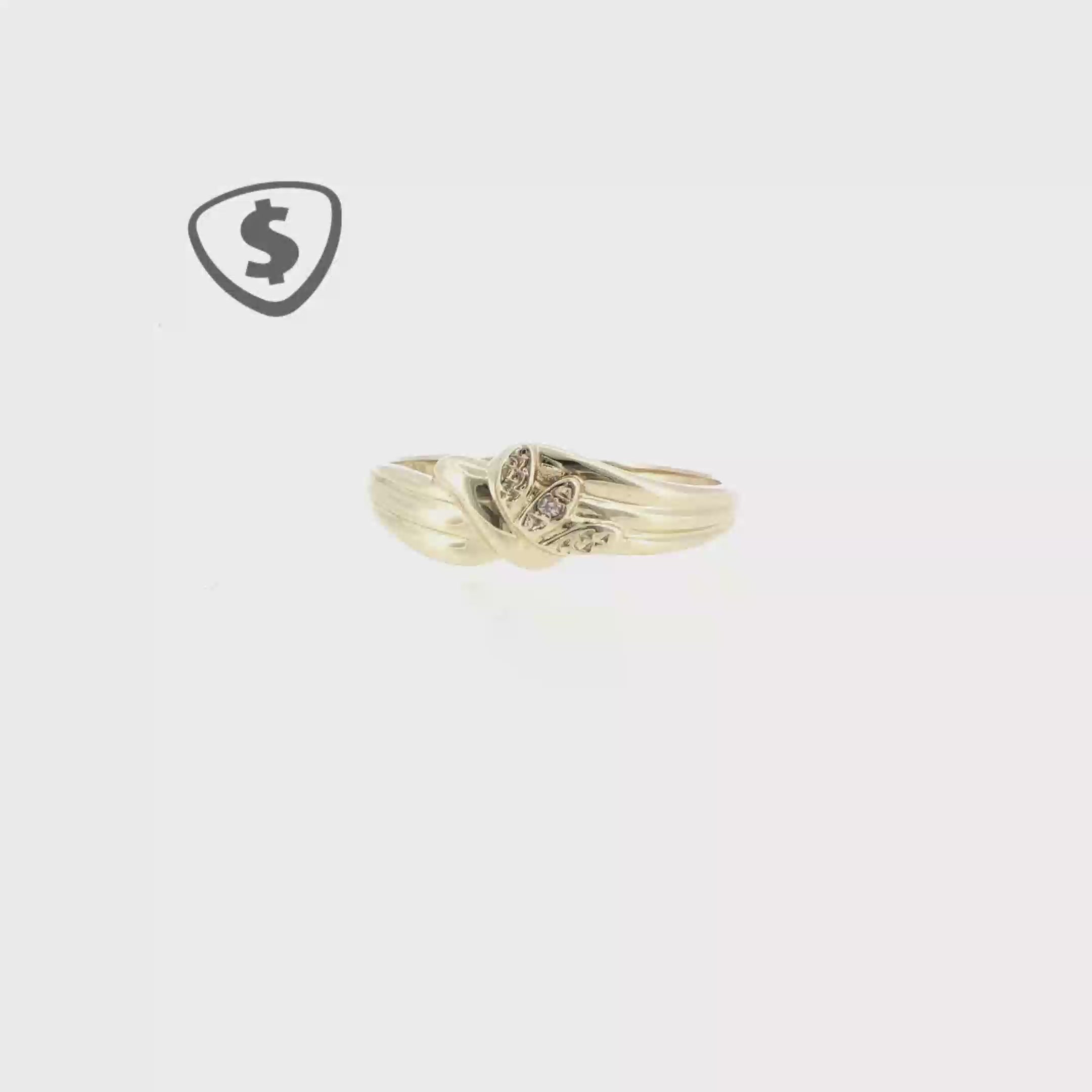 9ct Yellow Gold Diamond Accent Bypass Band Ring