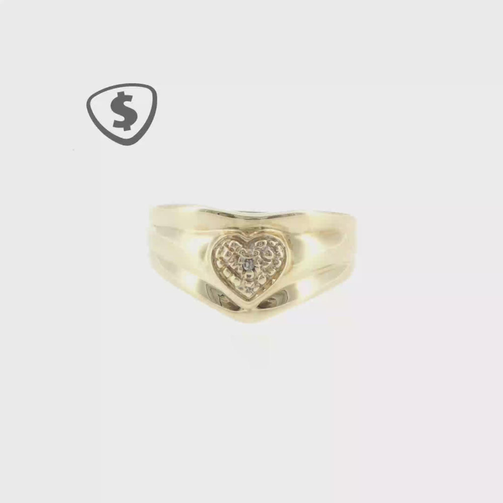 9ct Yellow Gold Diamond Heart Motif Ring