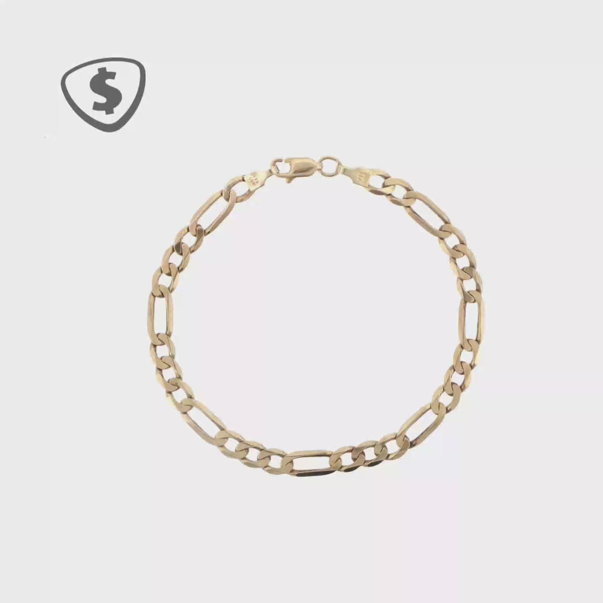 Classic 9ct Yellow Gold Figaro Chain Bracelet