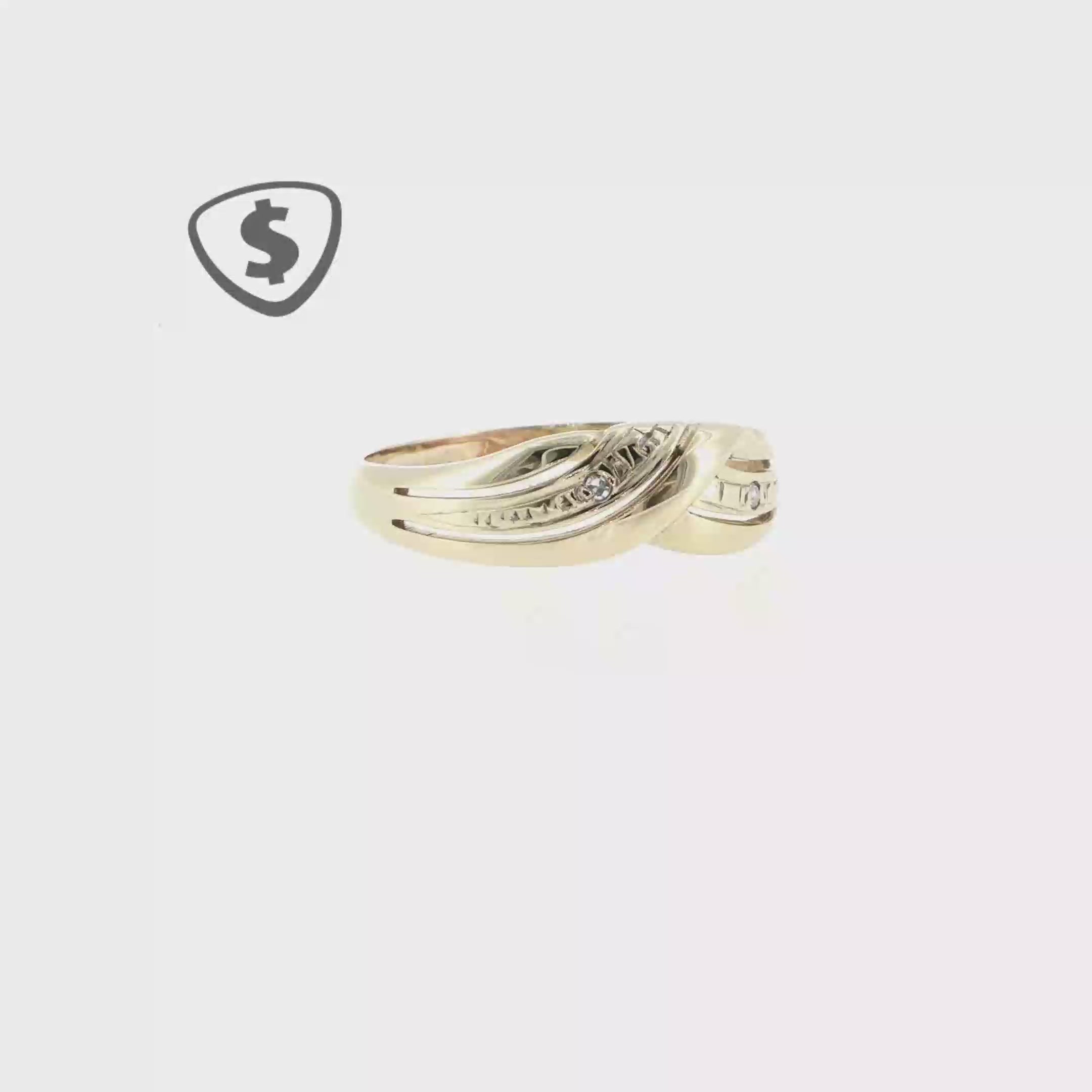 9ct Yellow Gold Diamond Accent Crossover Band Ring