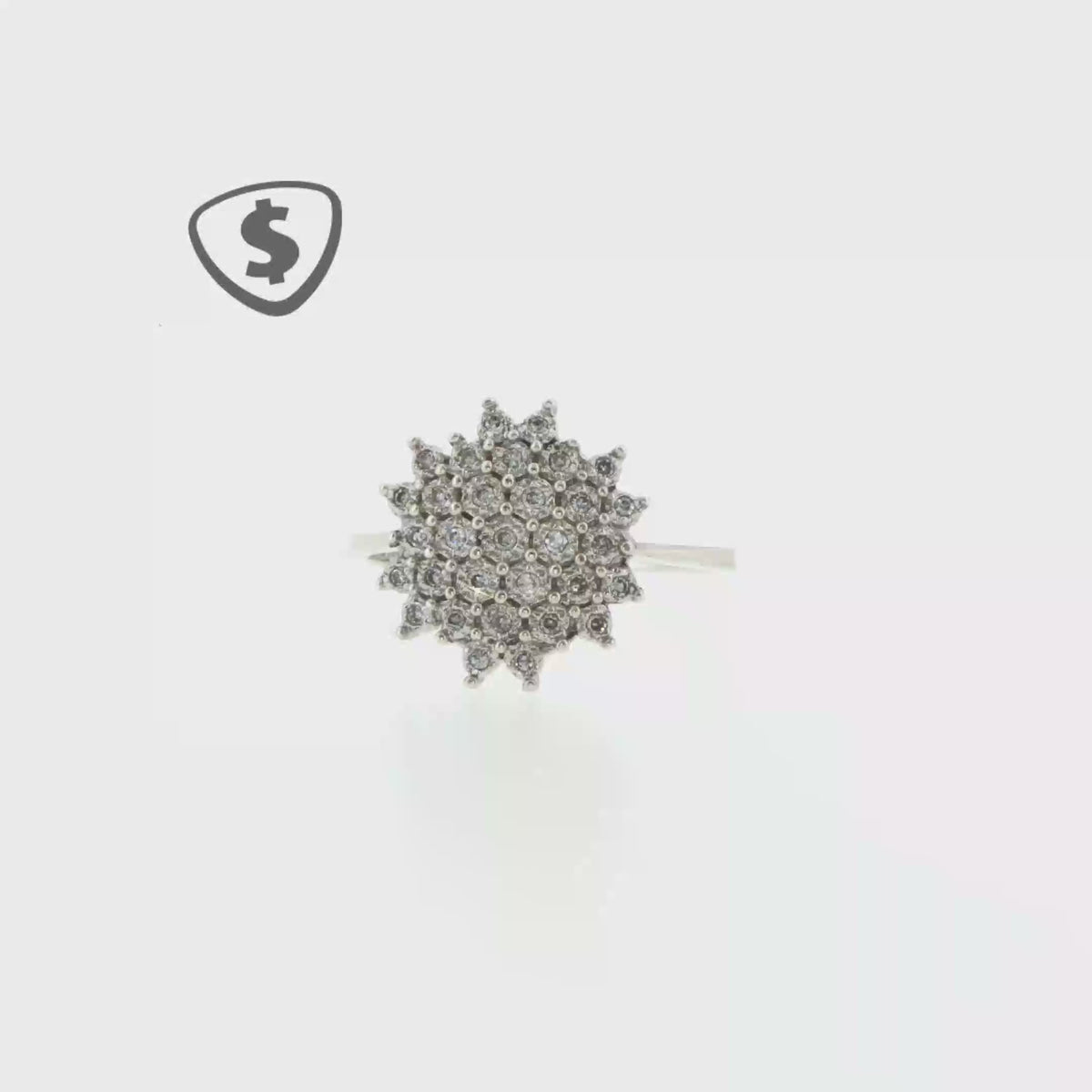 Diamond Starburst Cluster Cocktail Ring in 9ct White Gold