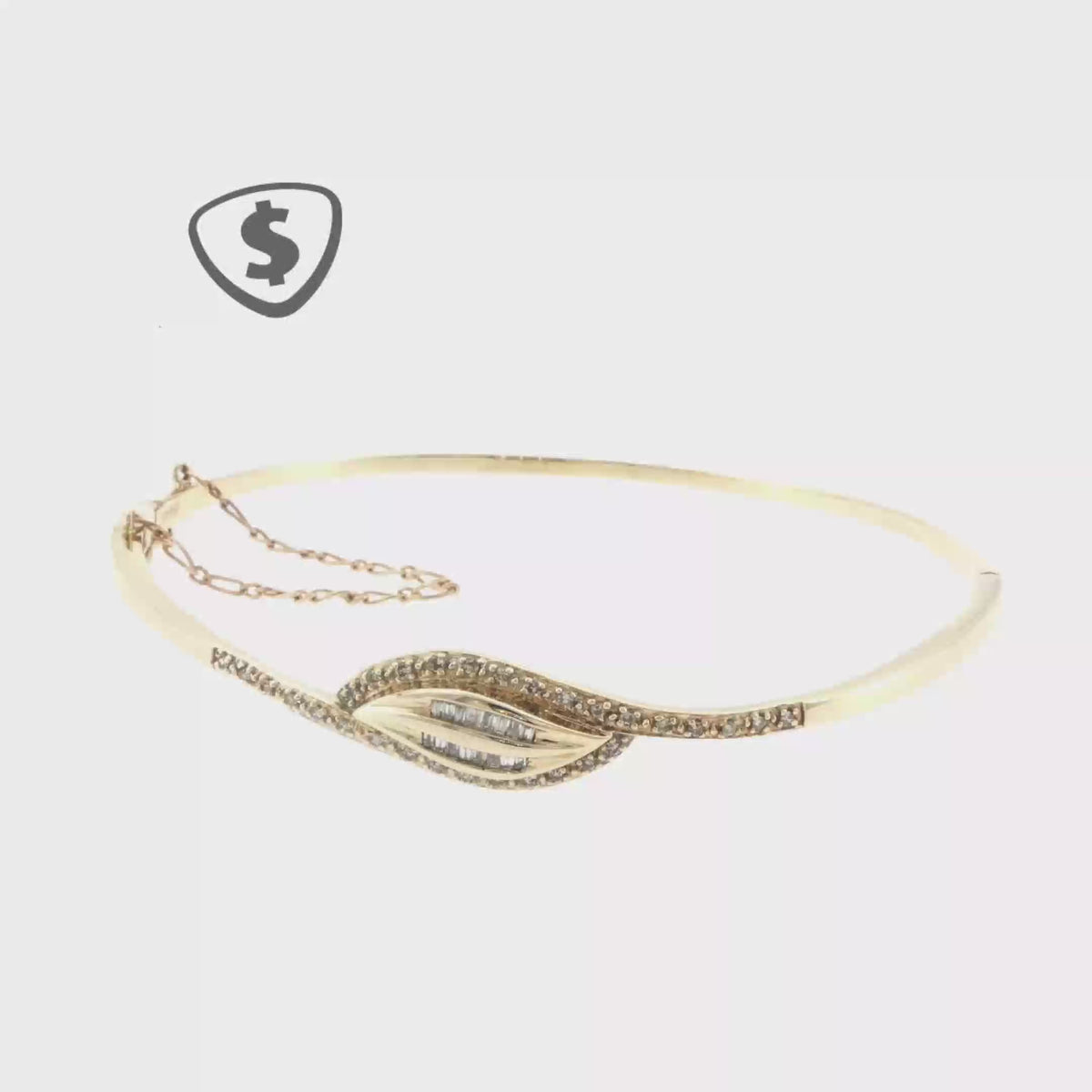 9ct Yellow Gold Accent Marquise Bangle