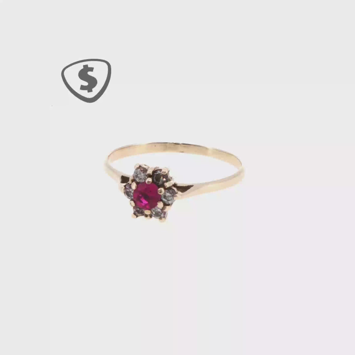 Ruby Floral Cluster Ring in 9ct Yellow Gold