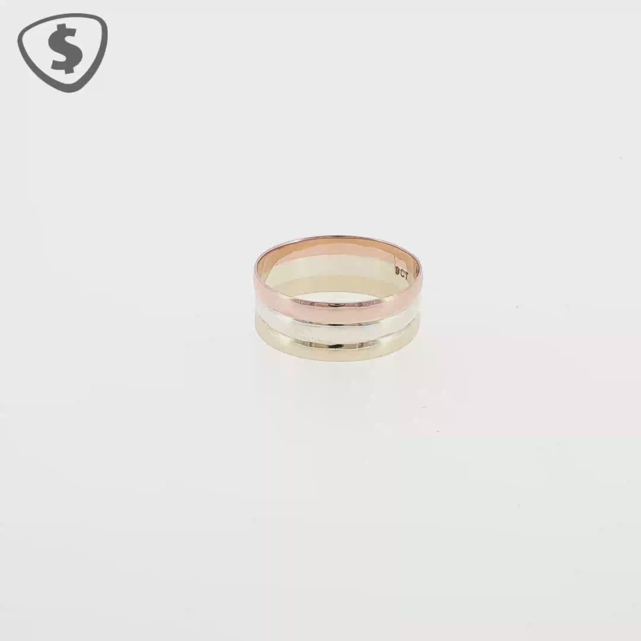 9ct Tri Colour Gold Band Ring