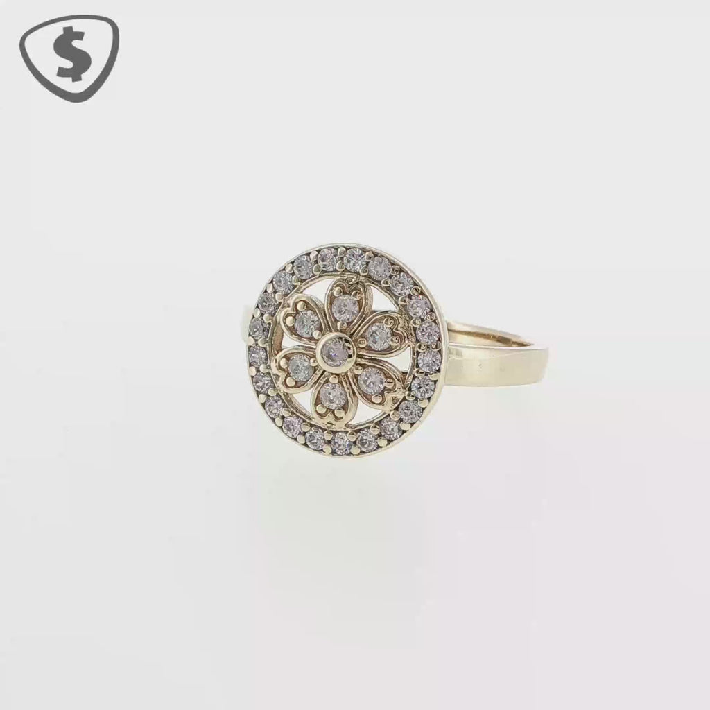9ct Yellow Gold Halo Cocktail Ring