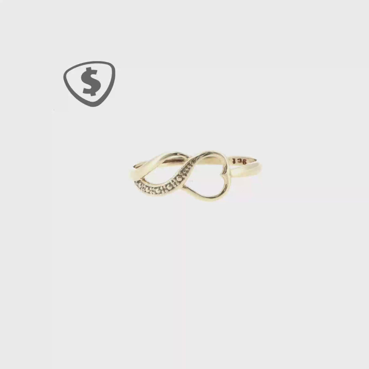 9ct Yellow Gold Textured Infinity Loop Ring