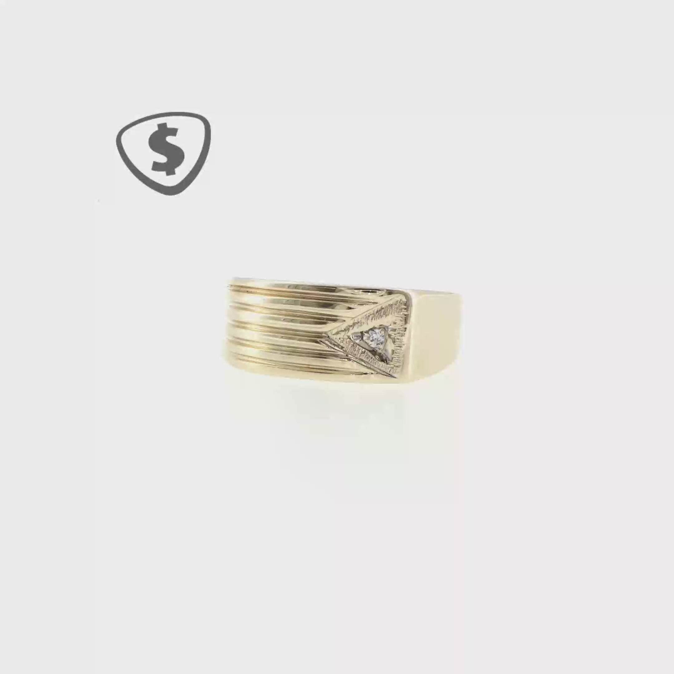 9ct Yellow Gold Signet Ring with Grooved Detailing