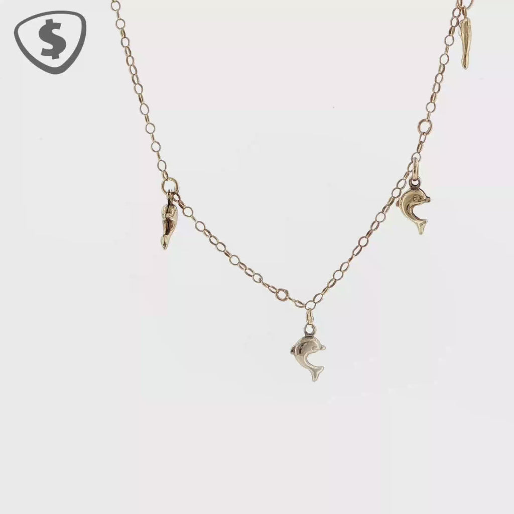 9ct Yellow Gold Dolphin Charm Bracelet