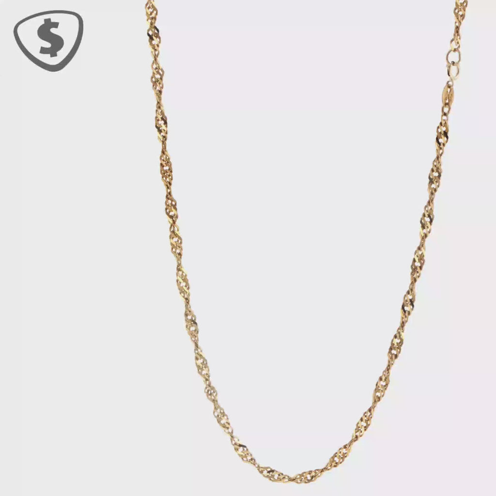 9ct Yellow Gold Twisted Link Chain Necklace