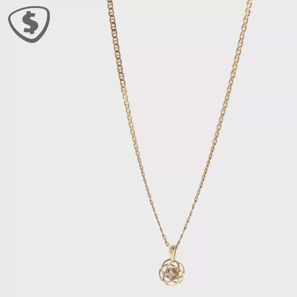 Diamond Swirl Pendant Necklace in 9ct Yellow Gold