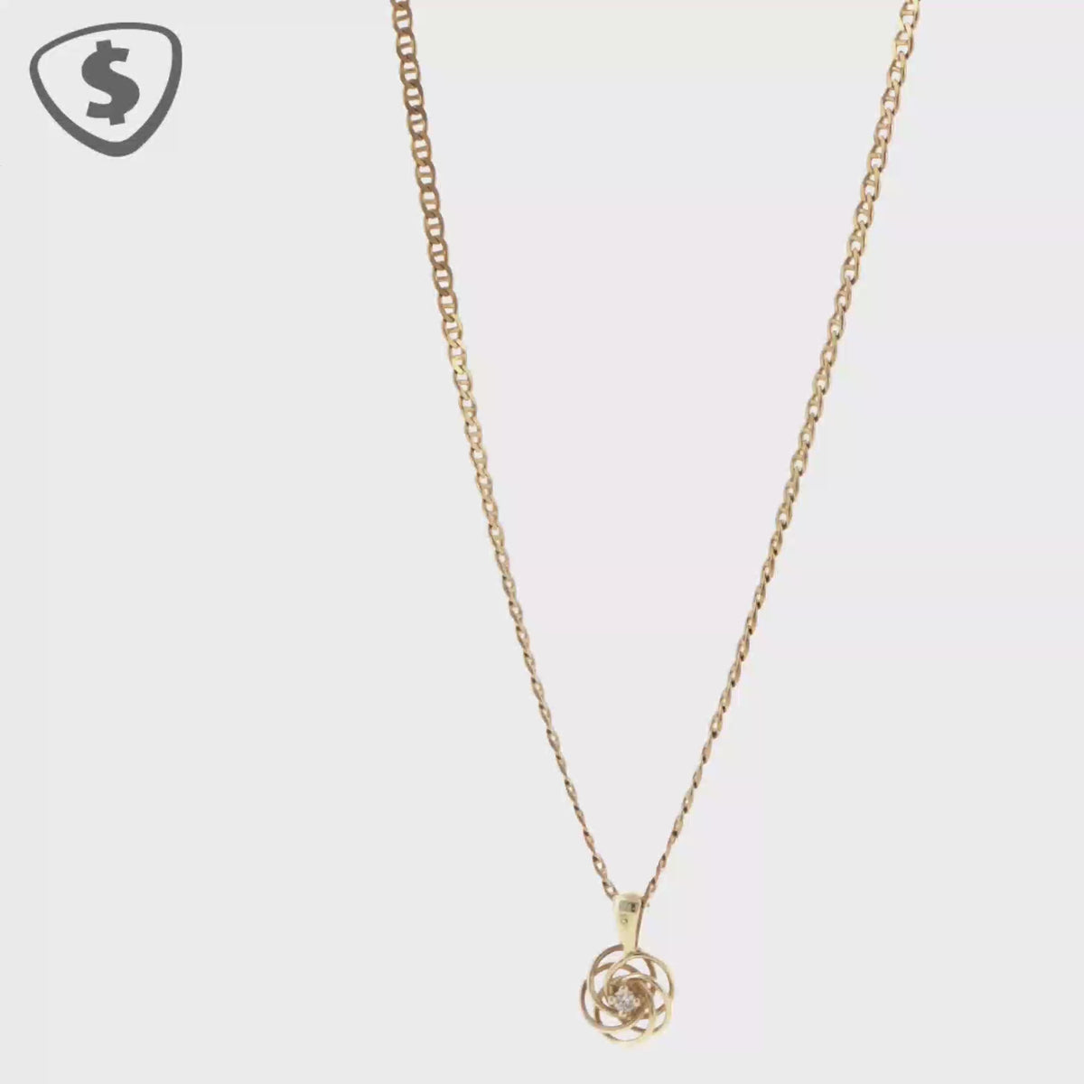 Diamond Swirl Pendant Necklace in 9ct Yellow Gold