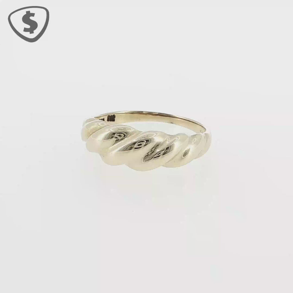 9ct Yellow Gold Dome Croissant Band Ring