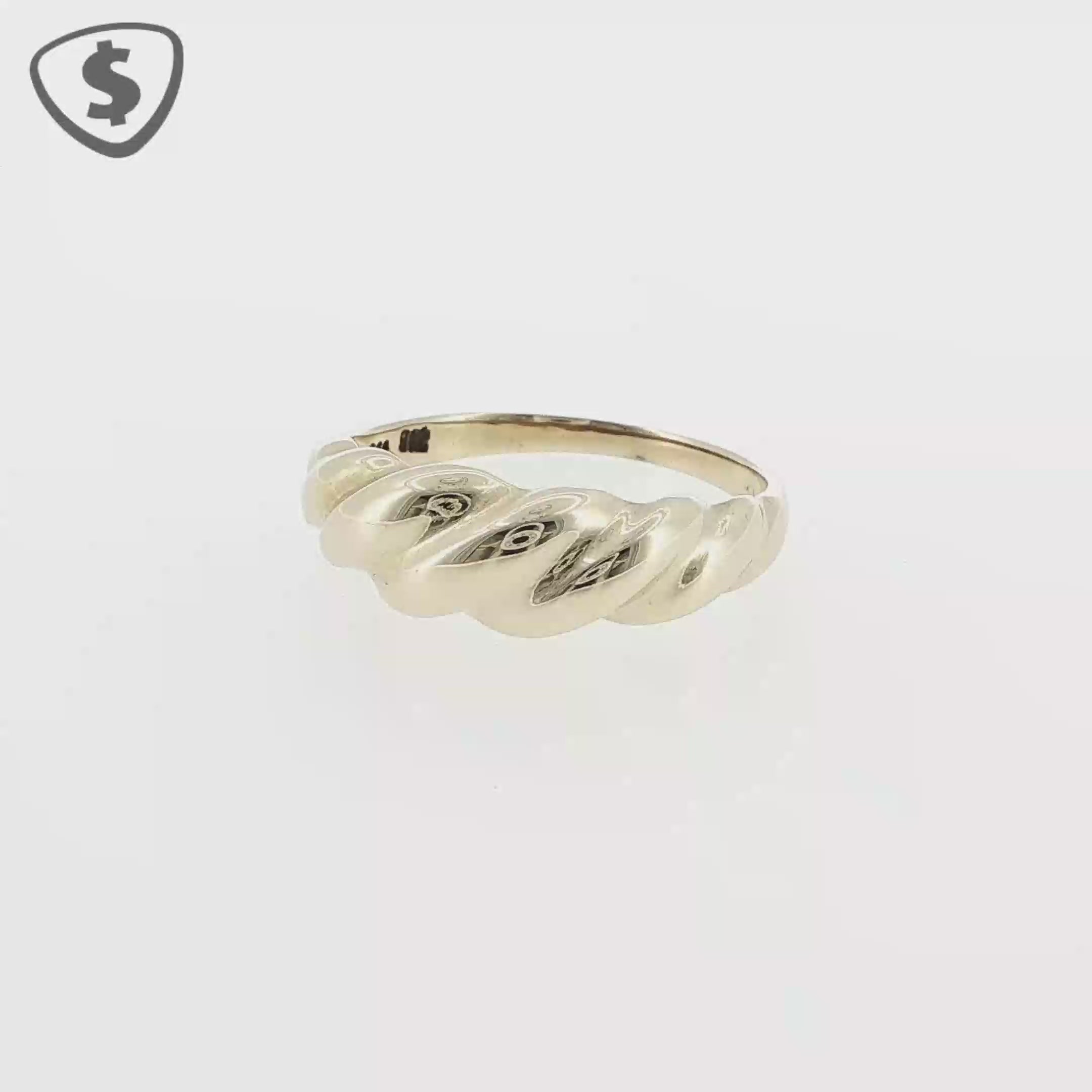 9ct Yellow Gold Dome Croissant Band Ring