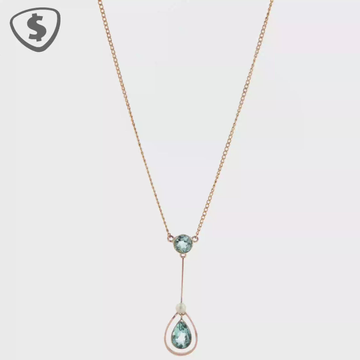Aquamarine Y-Drop Necklace in 9ct Yellow Gold