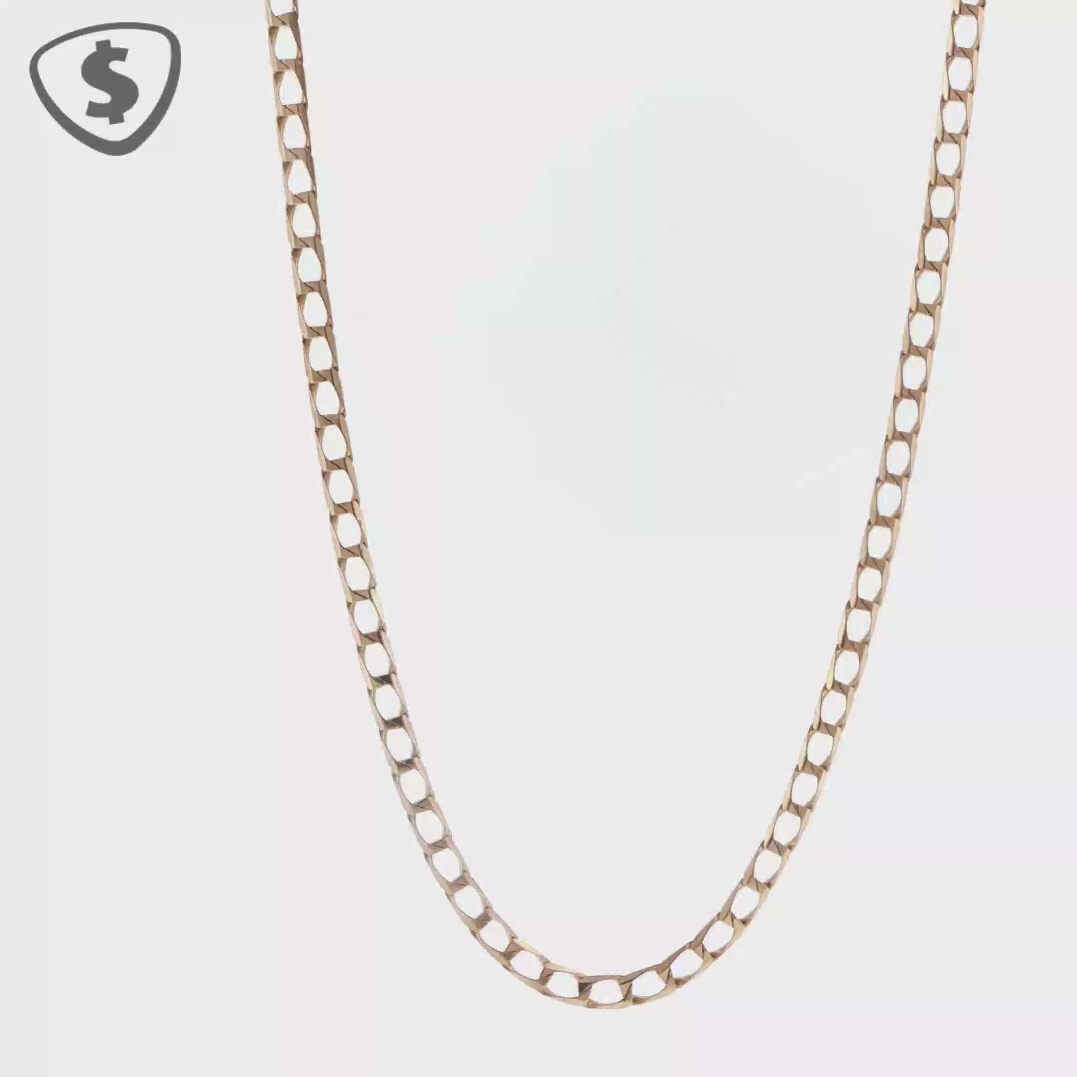 9ct Yellow Gold Square Curb Link Necklace