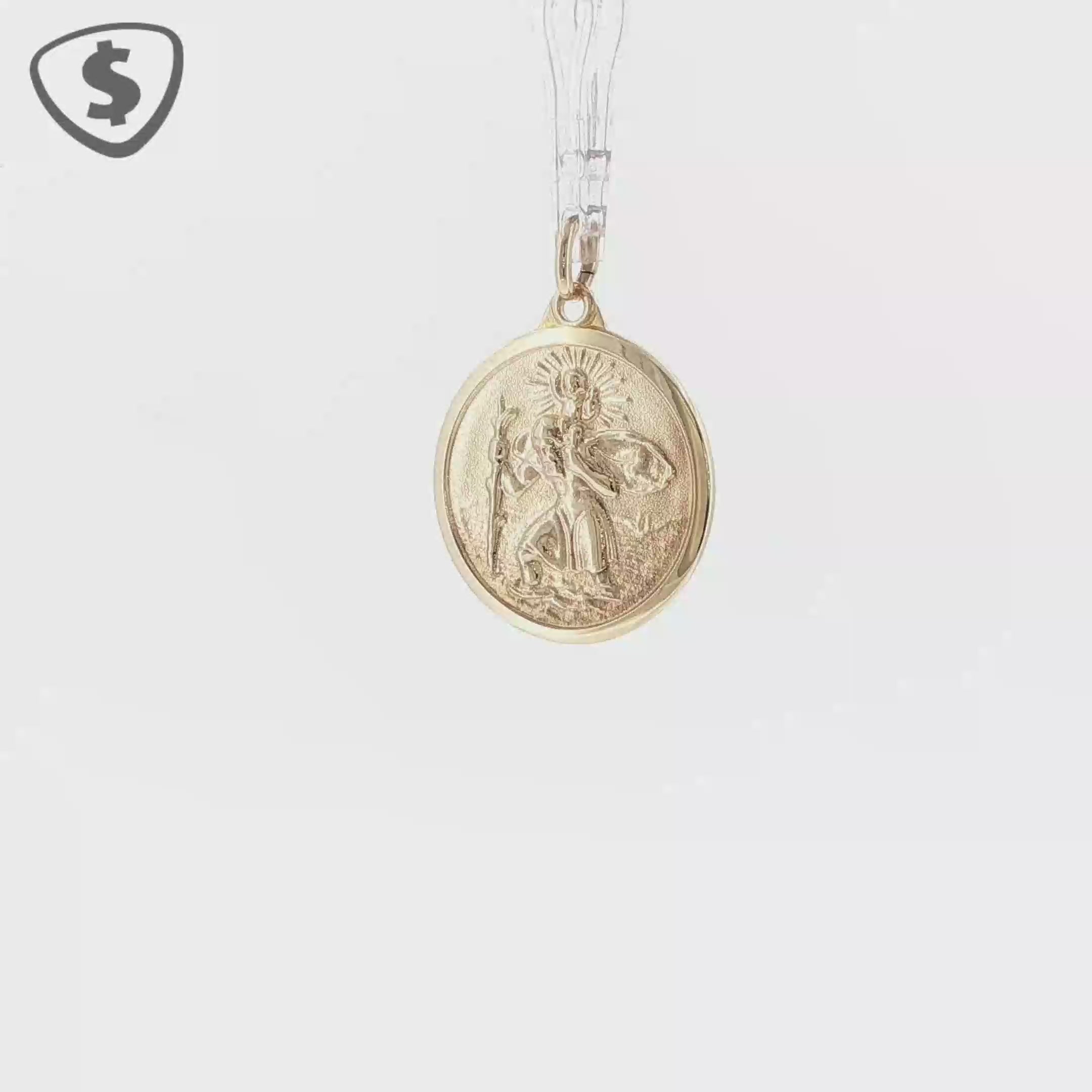 9ct Yellow Gold Embossed St Christopher Medal Pendant