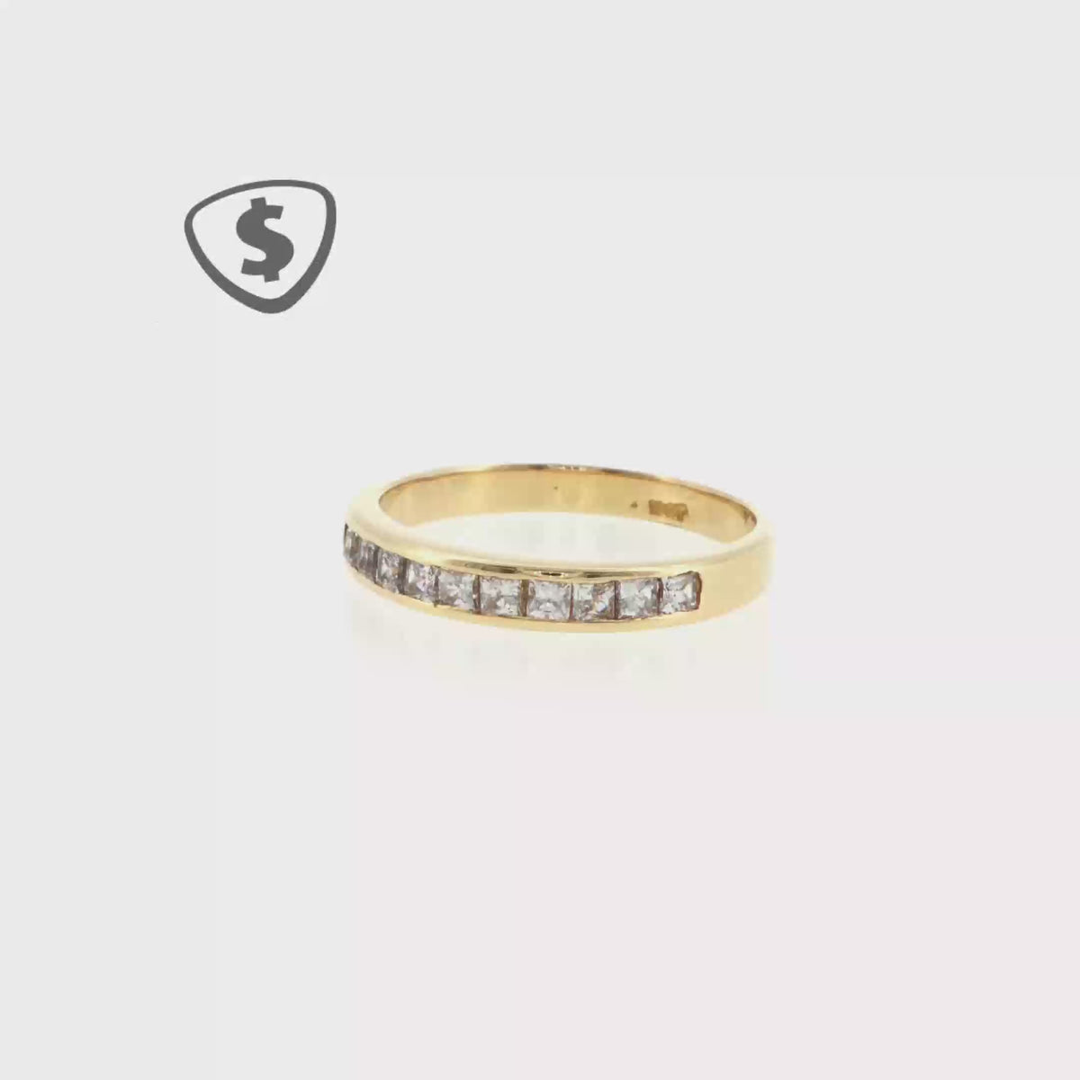 Square Cut Diamond Channel Set Eternity Ring in 18ct Yellow Gold