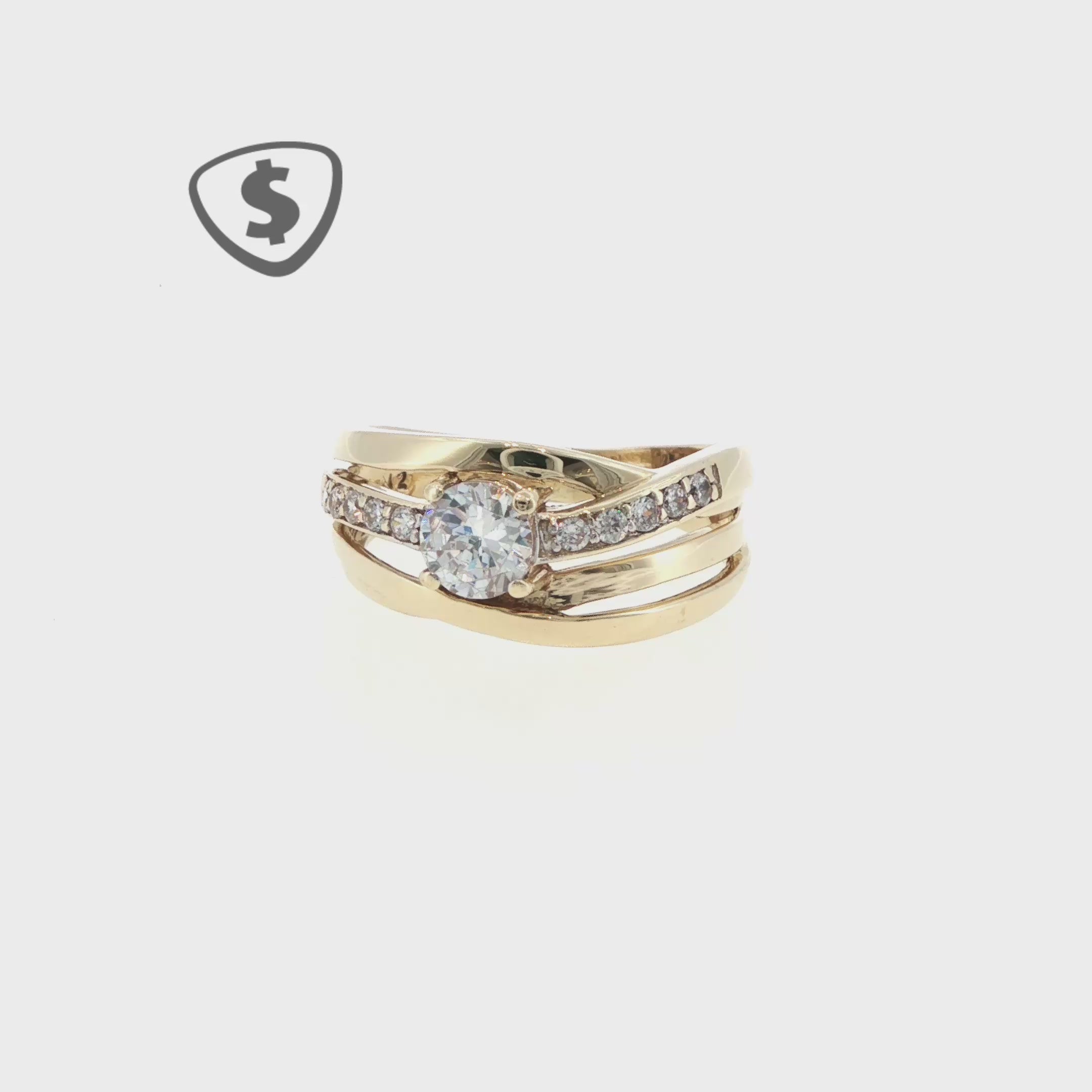 9ct Yellow Gold Multi-Band Crossover Ring