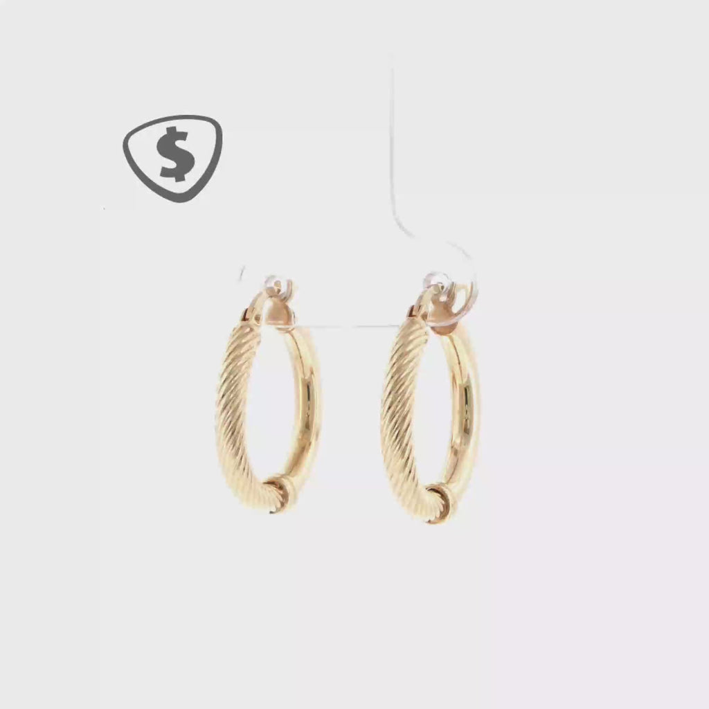 Textured 9ct Yellow Gold Hoop Earrings