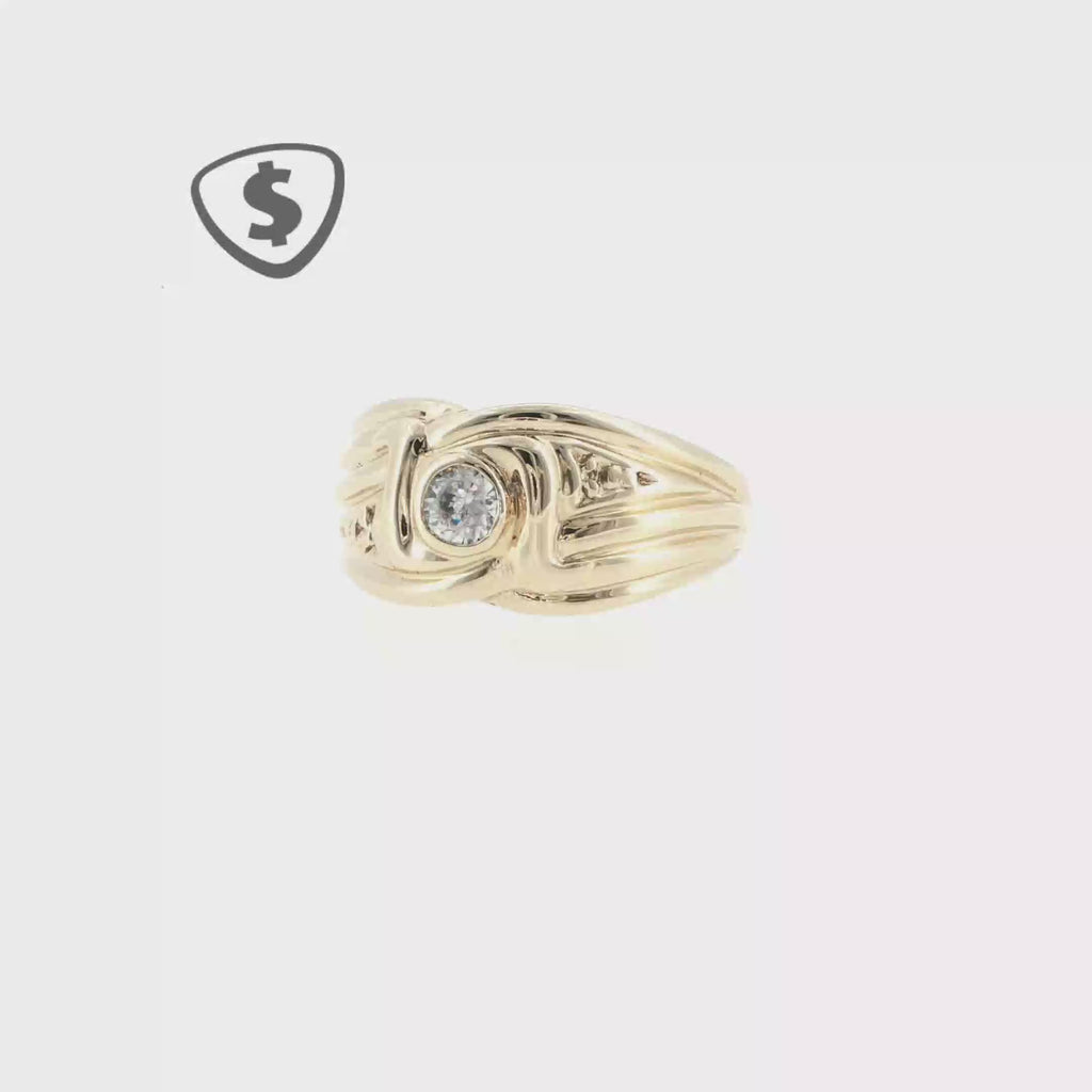 9ct Yellow Gold Solitaire Ring with Ribbed Swirl Setting