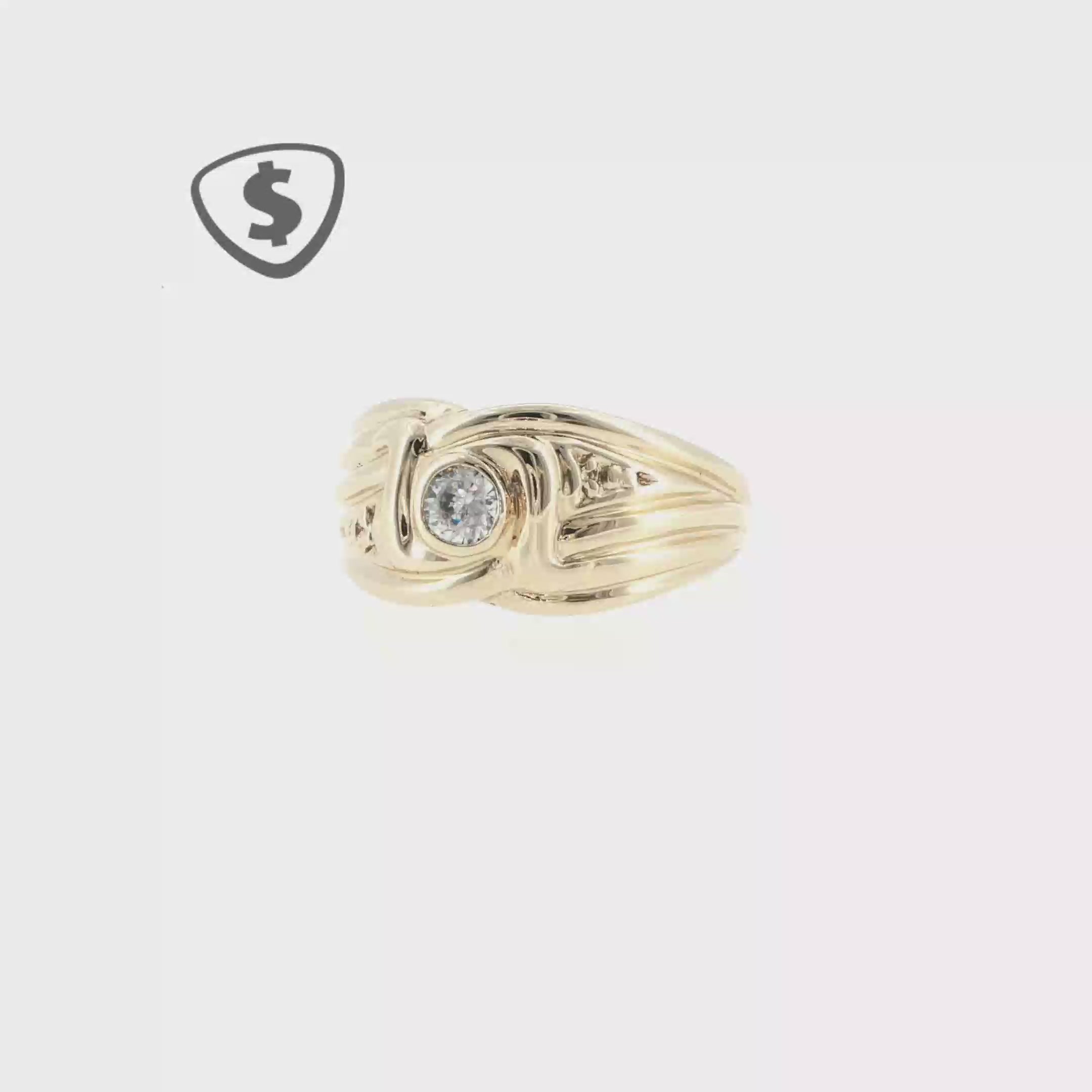9ct Yellow Gold Solitaire Ring with Ribbed Swirl Setting