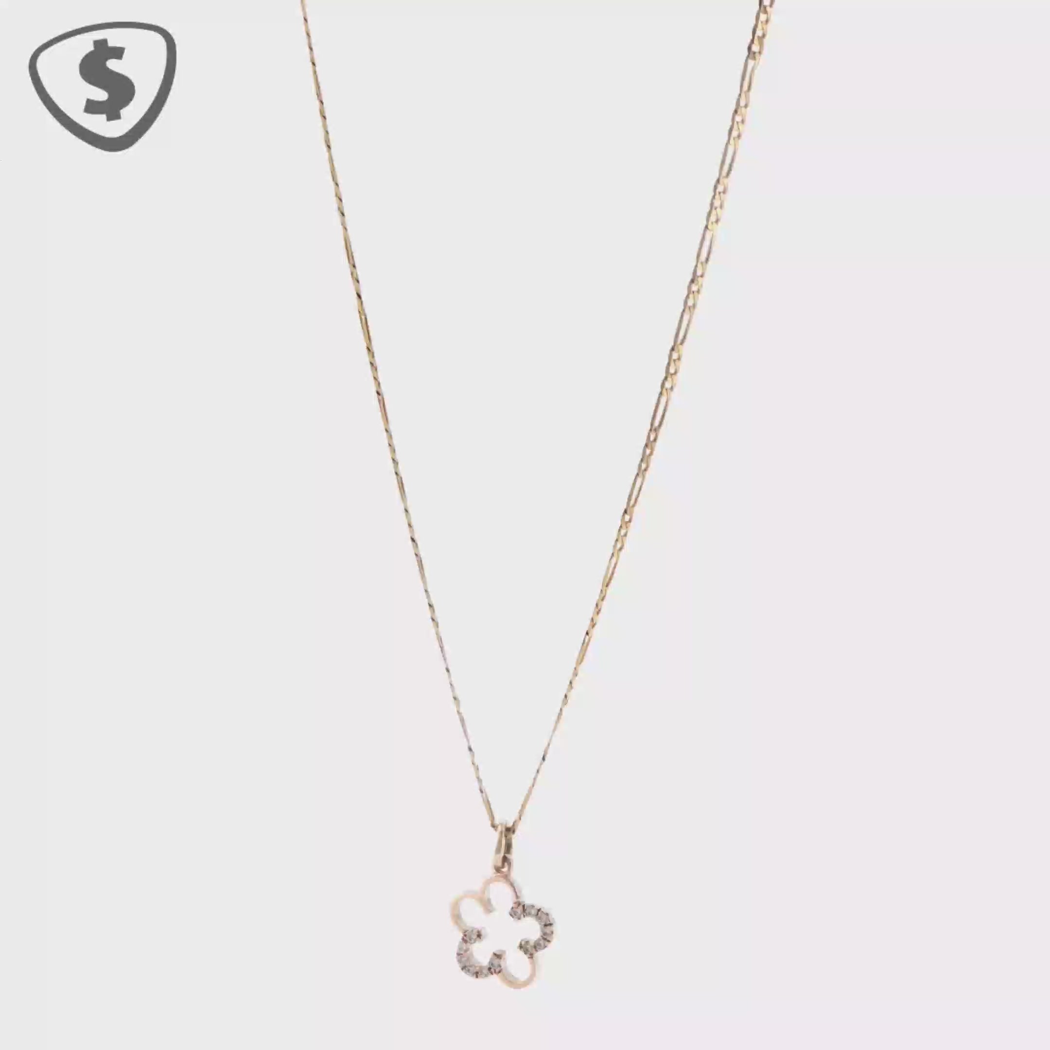 Openwork Flower Pendant on 9ct Yellow Gold Chain