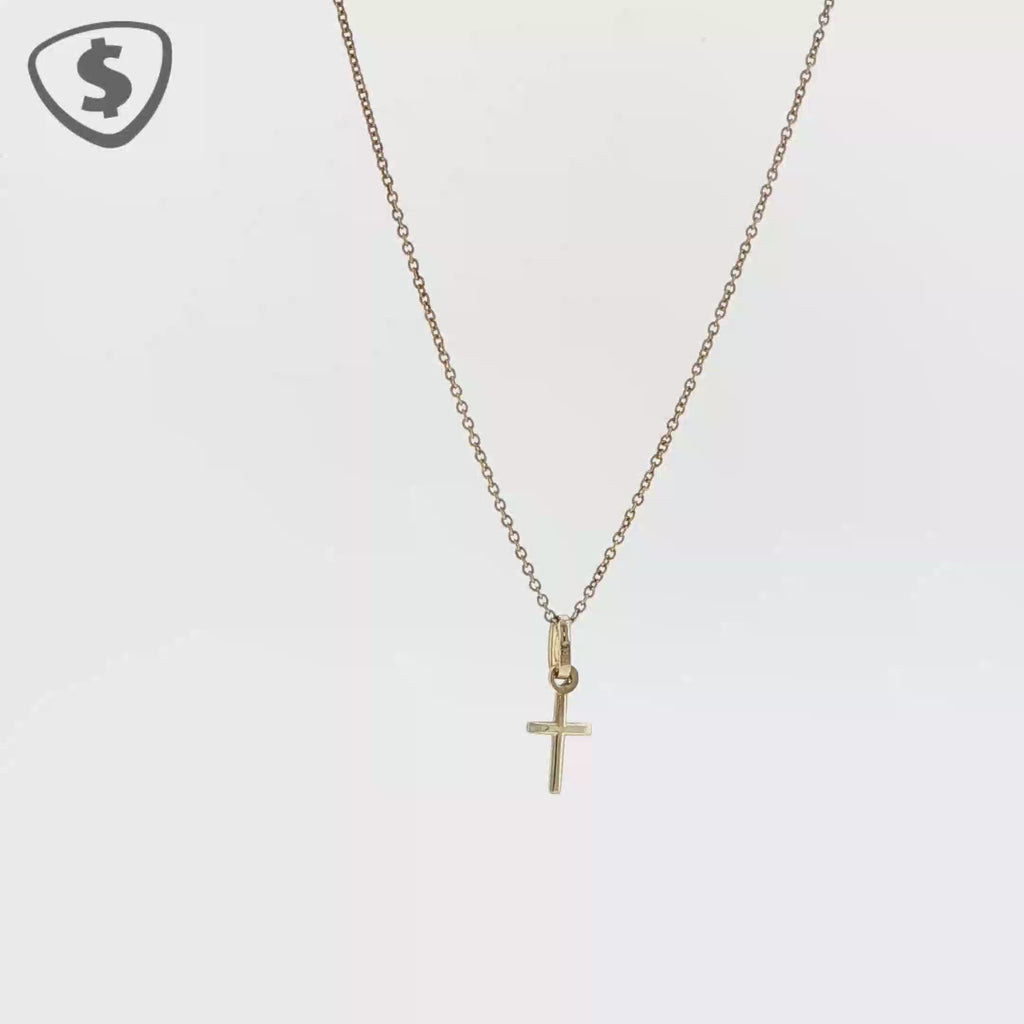 9ct Yellow Gold Minimalist Cross Pendant Necklace