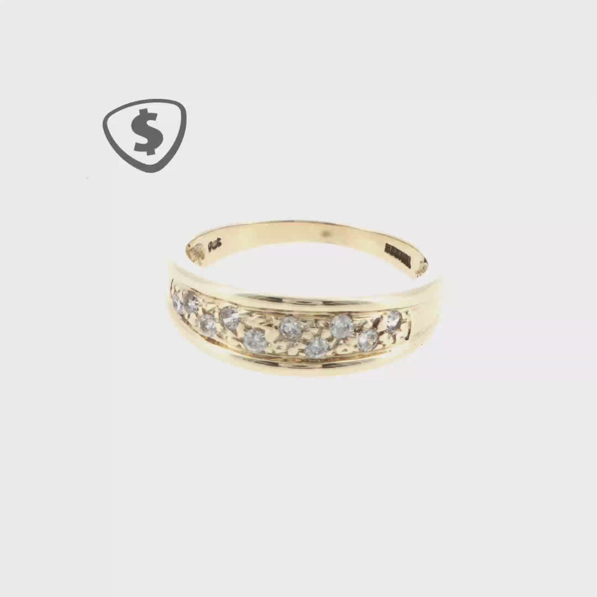 9ct Yellow Gold CZ Scattered Channel Band Ring