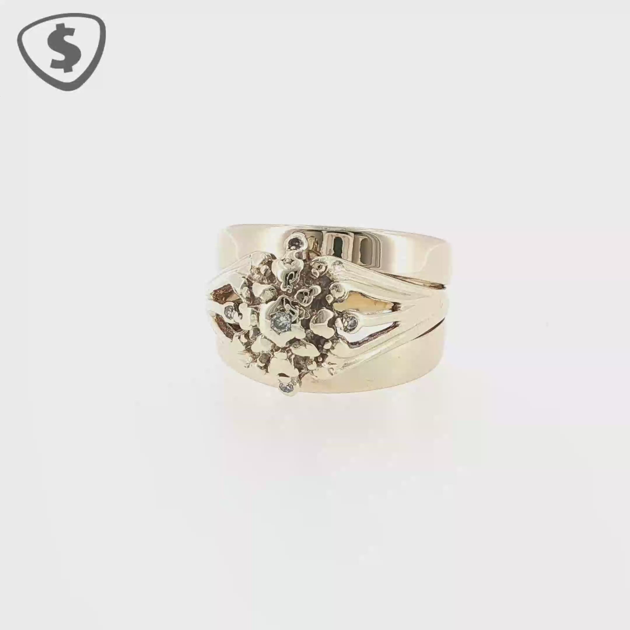 9ct Yellow Gold Textured Diamond Cluster Ring
